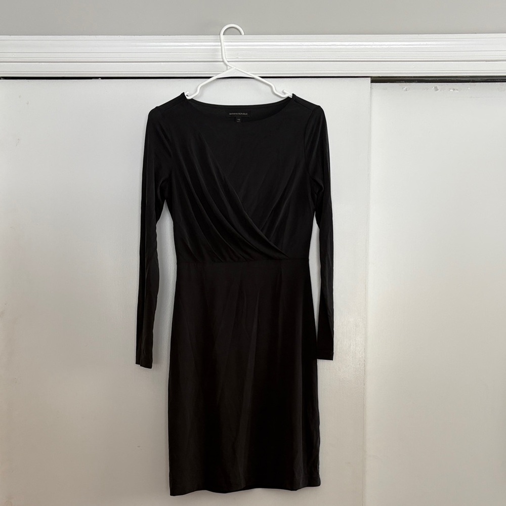 Banana Republic Classic Black Mini Long Sleeve Dress
